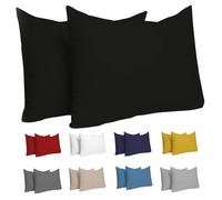 Dreamzie Taie Oreiller 40x60 cm (Lot de 2) 100% Coton Jersey 150 GSM - Noir - Taie d'oreiller 40 x 60 cm- Housse de Coussin Résistant et Hypoallergénique pour Oreiller