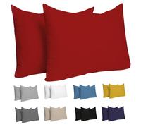 Dreamzie Taie Oreiller 40x60 cm (Lot de 2) 100% Coton Jersey 150 GSM - Rouge - Taie d'oreiller 40 x 60 cm- Housse de Coussin Résistant et Hypoallergénique pour Oreiller