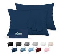 Dreamzie Taie Oreiller 40x70 Lot de 2 en Microfibre Certifiée Oeko-Tex - Housse Coussin 70x40 Douce Et Brossée, Toucher Peau de Pêche - Bleu Foncé