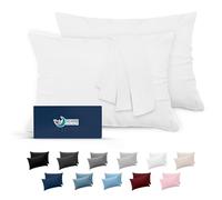 Dreamzie Taie Oreiller 40x70 Lot de 2 en Microfibre Certifiée Oeko-Tex - Housse Coussin Douce Et Brossée, Toucher Peau de Pêche - Blanc