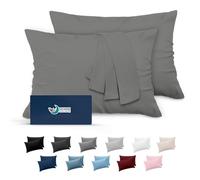 Dreamzie Taie Oreiller 40x70 Lot de 2 en Microfibre Certifiée Oeko-Tex - Housse Coussin Douce Et Brossée, Toucher Peau de Pêche - Anthracite