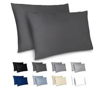 Dreamzie Taie Oreiller 40x80 cm Lot de 2 Housse d'oreiller en Microfibre avec Une Fermeture Eclair Certifiée Oeko-Tex - Housse Coussin Gris Foncé