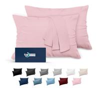 Dreamzie Taie Oreiller 40x80 Lot de 2 en Microfibre Certifiée Oeko-Tex - Housse Coussin 80x40 Douce Et Brossée, Toucher Peau de Pêche - Rose Pâle