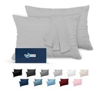 Dreamzie Taie Oreiller 40x80 Lot de 2 en Microfibre Certifiée Oeko-Tex - Housse Coussin Douce Et Brossée, Toucher Peau de Pêche - Gris