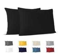 Dreamzie Taie Oreiller 50 x 70 cm Coton (Lot de 2) 100% Coton Jersey 150 GSM -Noir - Taie d'oreiller 50x70 cm- Housse de Coussin Résistant et Hypoallergénique pour Oreiller 50x70 cm