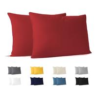 Dreamzie Taie Oreiller 50 x 70 cm Coton (Lot de 2) 100% Coton Jersey 150 GSM -Rouge - Taie d'oreiller 50x70 cm- Housse de Coussin Résistant et Hypoallergénique pour Oreiller 50x70 cm