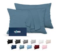 Dreamzie Taie Oreiller 50 x 70 Lot de 2 en Microfibre Certifiée Oeko-Tex - Taie Oreiller 50x70 Rectangulaire Douce Et Brossée, Toucher Peau de Pêche - Bleu Clair