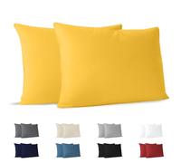 Dreamzie Taie Oreiller 50x70 cm (Lot de 2) 100% Coton Jersey 150 GSM - Jaune - Taie d'oreiller 50 x 70 Coton - Housse de Coussin Résistant et Hypoallergénique pour Oreiller