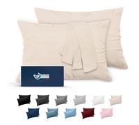 Dreamzie Taie Oreiller 50x75 Lot de 2 en Microfibre Certifiée Oeko-Tex - Housse Coussin Douce Et Brossée, Toucher Peau de Pêche - Beige