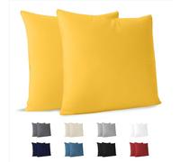 Dreamzie Taie Oreiller 60x60 cm (Lot de 2) 100% Coton Jersey 150 GSM - Jaune - Taie d'oreiller 60 x 60 Coton - Housse de Coussin Résistant et Hypoallergénique pour Oreiller