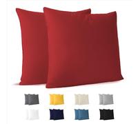 Dreamzie Taie Oreiller 60x60 cm (Lot de 2) 100% Coton Jersey 150 GSM - Rouge - Taie d'oreiller 60 x 60 cm- Housse Coussin 60x60 cm Résistant et Hypoallergénique pour Oreiller