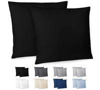 Dreamzie Taie Oreiller 60x60 cm Lot de 2 Housse d'oreiller en Microfibre avec Une Fermeture Eclair Certifiée Oeko-Tex - Housse Coussin Noir