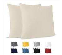 Dreamzie Taie Oreiller 60x60 Coton Beige (Lot de 2), 100% Coton, Oeko-TEX