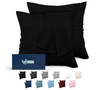 Dreamzie Taie Oreiller 60x60 Lot de 2 en Microfibre Certifiée Oeko-Tex - Housse Coussin Douce Et Brossée, Toucher Peau de Pêche - Noir