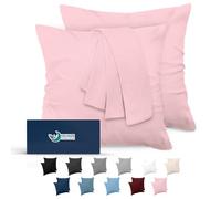 Dreamzie Taie Oreiller 60x60 Lot de 2 en Microfibre Certifiée Oeko-Tex - Taies d'Oreillers 60x60 Douce Et Brossée, Toucher Peau de Pêche - Rose Pâle