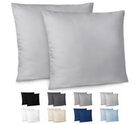 Dreamzie Taie Oreiller 65x65 cm Lot de 2 Housse d'oreiller en Microfibre avec Une Fermeture Eclair Certifiée Oeko-Tex - Housse Coussin Gris