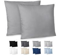 Dreamzie Taie Oreiller 65x65 cm Lot de 2 Housse d'oreiller en Microfibre avec Une Fermeture Eclair Certifiée Oeko-Tex - Housse Coussin Anthracite
