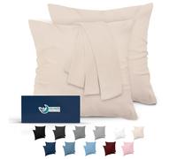 Dreamzie Taie Oreiller 65x65 Lot de 2 en Microfibre Certifiée Oeko-Tex - Housse Coussin Douce Et Brossée, Toucher Peau de Pêche - Beige
