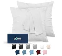 Dreamzie Taie Oreiller 65x65 Lot de 2 en Microfibre Certifiée Oeko-Tex - Housse Coussin Douce Et Brossée, Toucher Peau de Pêche - Blanc