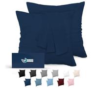 Dreamzie Taie Oreiller 65x65 Lot de 2 en Microfibre Certifiée Oeko-Tex - Housse de Coussin 65x65 Douce Et Brossée, Toucher Peau de Pêche - Bleu Foncé