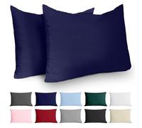 Dreamzie Taie Oreiller 70x40 cm (Lot de 2) 100% Coton Jersey 150 GSM - Bleu Foncé - Taie d'oreiller 40x70 Coton - Housse de Coussin Résistant et Hypoallergénique pour Oreiller