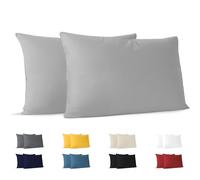 Dreamzie Taie Oreiller 70x40 cm (Lot de 2) 100% Coton Jersey 150 GSM - Gris - Taie d'oreiller 40x70 Coton - Housse de Coussin Résistant et Hypoallergénique pour Oreiller