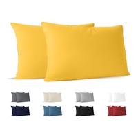 Dreamzie Taie Oreiller 70x40 cm (Lot de 2) 100% Coton Jersey 150 GSM - Jaune - Taie d'oreiller 40x70 Coton - Housse de Coussin Résistant et Hypoallergénique pour Oreiller