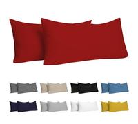 Dreamzie Taie Oreiller 70x40 cm (Lot de 2) 100% Coton Jersey 150 GSM - Rouge - Taie d'oreiller 40x70 Coton - Housse de Coussin Résistant et Hypoallergénique pour Oreiller