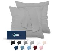 Dreamzie Taie Oreiller 80x80 Lot de 2 en Microfibre Certifiée Oeko-Tex - Housse Coussin Douce Et Brossée, Toucher Peau de Pêche - Gris