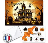 DREANA 10 cartes d'invitation HALLOWEEN en français pour invités (KIT=10 cartons d invitation + enveloppes stickers). Idéal une chasse aux bonbons et fête Halloween! De 5 ans à 99 !