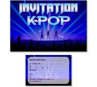 DREANA Cartes d'Invitation Thème K-pop, Lot de 20, Format 16 x 11 cm, en Français, pour Anniversaire et Fête fille et garçon. Idéal enfant de 5 à 11 ans !!!