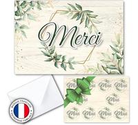 DREANA Kit 10 Cartes de remerciement - Lot de 10 avec enveloppes & stickers - Mariage, Naissance, Baptême, Anniversaire, Fête, Maîtresse - Écologiques & Made in France - Design Nature Chic