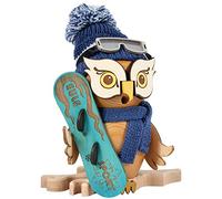 Drechslerei Kuhnert - Figurine fumée - Chouette avec Snowboard en Bois Massif - Environ 15 cm - Fabriqué en Allemagne