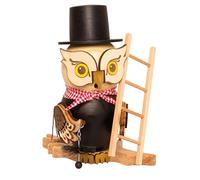 Drechslerei Kuhnert Figurine fumée/encens - Chouette ramoneur en bois massif - Environ 15 cm - Fabriqué en Allemagne
