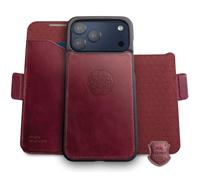 Dreem Coque Magnétique Amovible, Coque pour iPhone 18 Pro Max et 17 Pro Max | Coque avec support inédit ver/hor, porte-cartes anti-RFID, compatible MagSafe, cuir véritable [Fibonacci: Vin]