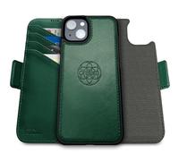dreem Coque pour iPhone 15, Étui de Téléphone Révolutionnaire avec Support, en Cuir Végan, Coque Magnétique Détachable, Protection RFID, Boîte-Cadeau (Vert)