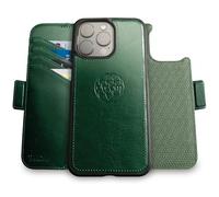dreem Coque pour iPhone 15 Pro Max, Étui de Téléphone Révolutionnaire avec Support, en Cuir Végan, Coque Magnétique Détachable, Protection RFID, Boîte-Cadeau (Vert)