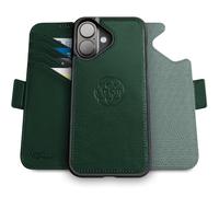 dreem Coque pour iPhone 16 Plus, Étui de Téléphone Révolutionnaire avec Support, en Cuir Végan, Coque Magnétique Détachable, Protection RFID, Boîte-Cadeau (Vert)