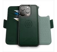 dreem Coque pour iPhone 16 Pro, Étui de Téléphone Révolutionnaire avec Support, en Cuir Végan, Coque Magnétique Détachable, Protection RFID, Boîte-Cadeau (Vert)