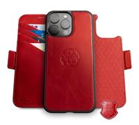 Dreem Étui Portefeuille en Cuir Veritable, Coque pour iPhone 16 Pro | Coque avec support inédit ver/hor, porte-cartes anti-RFID, compatible MagSafe, coffret cadeau [Fibonacci: Rouge]