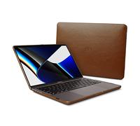 Dreem Euclid MacBook Pro Case - Housse Rigide pour Ordinateur Portable 14 Pouces MacBook Pro 2021, Cuir végétal de Luxe, Couverture supérieure et inférieure - Chocolat