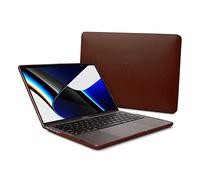 Dreem Euclid MacBook Pro Case - Housse Rigide pour Ordinateur Portable 14 Pouces MacBook Pro 2021, Cuir végétal de Luxe, Couverture supérieure et inférieure - Café