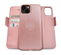 dreem Fibonacci Compatible avec iPhone 13 funda cartera / 2-en-1 étui Antichoc et Folio Amovible en Cuir végétal, Compatible MagSafe, Protection RFID [Rose]