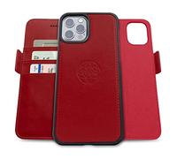 dreem Fibonacci Compatible avec iPhone 13 Pro Max funda cartera / 2-en-1 étui Antichoc et Folio Amovible en Cuir végétal, Compatible MagSafe, Protection RFID [Rouge]