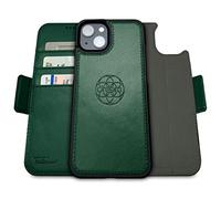 dreem Fibonacci Compatible avec iPhone 14 Plus funda cartera / 2-en-1 étui Antichoc et Folio Amovible en Cuir végétal, Compatible MagSafe, Protection RFID [Vert]