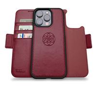 dreem Fibonacci Compatible avec iPhone 14 Pro funda cartera / 2-en-1 étui Antichoc et Folio Amovible en Cuir végétal, Compatible MagSafe, Protection RFID [Bourgogne]