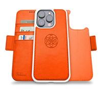 dreem Fibonacci Compatible avec iPhone 14 Pro funda cartera / 2-en-1 étui Antichoc et Folio Amovible en Cuir végétal, Compatible MagSafe, Protection RFID [Orange]