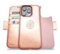 dreem Fibonacci Compatible avec iPhone 14 Pro Max funda cartera / 2-en-1 étui Antichoc et Folio Amovible en Cuir végétal, Compatible MagSafe, Protection RFID [Rose]