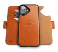 dreem Fibonacci Compatible avec iPhone 16 funda cartera / 2-en-1 étui Antichoc et Folio Amovible en Cuir végétal, Compatible avec MagSafe, Protection RFID [Caramel]