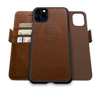 dreem Fibonacci Coque iPhone 11 Pro Max Magnetique Antichoc | Etui Portefeuille 2-en-1 avec Stand Amovible 2 Positions | TPU Vegan Fin| Protection RFID | Chocolat